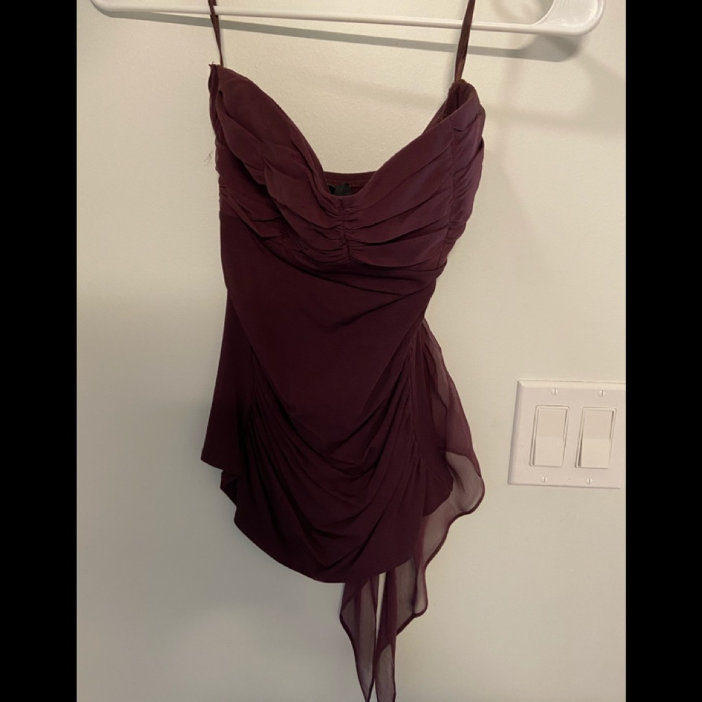 Satin tube top w tie in the back